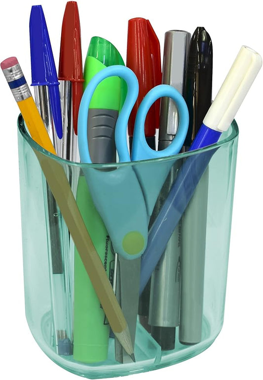Acrimet Jumbo Pencil Holder, Pen Cup, Caddy Super-Sized Desktop Organizer for Students, Artists and Professionals (Plastic) (Clear Green Color)