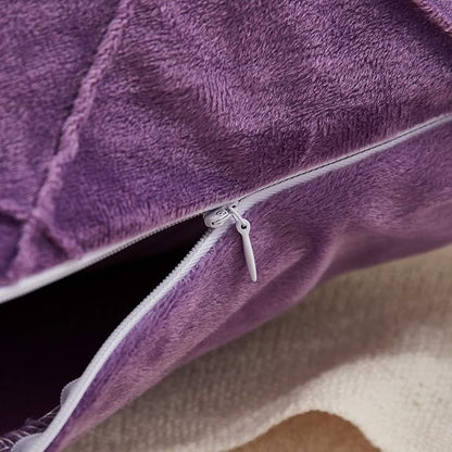 JAUXIO Diamond Pinch Pleated Crystal Velvet Pillowcases 2 Pack Solid Pintuck Throw Cushion Cover for Home Decor Hidden Zipper Closure (Purple, King)
