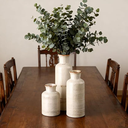 Ceramic Flower Vase Set of 3 - Small Porcelain Vase Set,Modern Minimalist Smooth Ceramic Table Flower Vases for Home Decor,Decorative Centerpiece for Living Room,Bedroom,Dining Table,Fireplace Mantle
