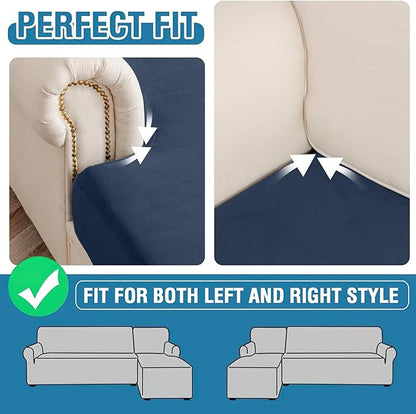 Couch Cover Stretch Velvet Sofa Cushion Cover 1-Piece - Elastic Washable Slipcover for Seat or Backrest, Couch Seat Covers for Sofas (Berlin Blue)