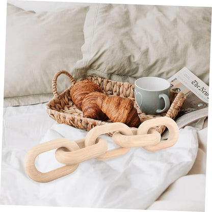 Decorative Wood Chain Links for Living Room Rustic Knot Decor for Home Table Centerpiece Handmade Natural Wood Ornament for Nursery Bedroom and Housewarming Gifts