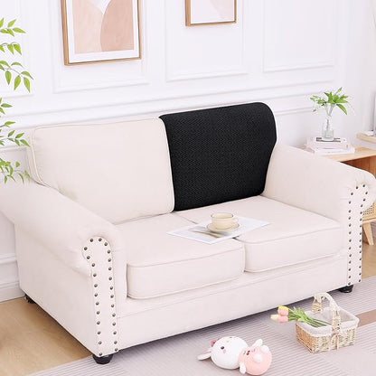 Smiry Waterproof Couch Cushion Covers, Stretch Jacquard Thick Sofa Cushion Covers, Washable Seat Slipcover Elastic Furniture Protector for Pets, Kid (Back Cover L, Black)