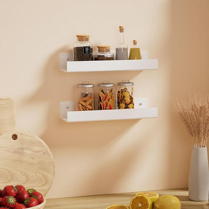 12 Inches White Acrylic Wall Shelves 2 Pack, Acrylic Bookshelf for Wall. Wall Mounting Shelf for Living Room