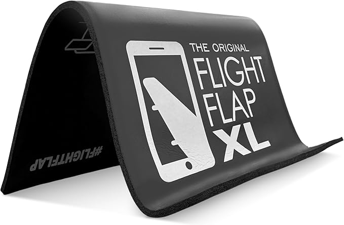 Airplane Tablet Holder, Flexible Cell Phone and Tablet Holder Extra Large 12x7”, Folding Cellphone Stand for Desk, Kindle, Bed, Airplane Gadgets Long Travel Essentials (Black)