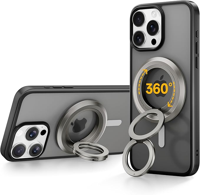 SYNCWIRE for MagSafe Ring Phone Holder, 360° Rotation Magnetic Cell Phone Grip Dual-Sided Magnets Phone Ring Kickstand Compatible with iPhone 17 16 15 14 13 12 Pro Max MagSafe, Android, Samsung etc.