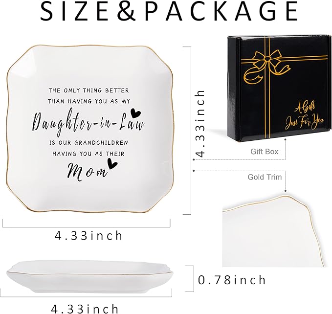 Daughter in Law Gifts Jewelry Dish Tray for Future Daughter in Law Wedding Birthday Christmas Mothers Day Valentines Gift- The Only Thing Better Than Having You As My Daughter in Law
