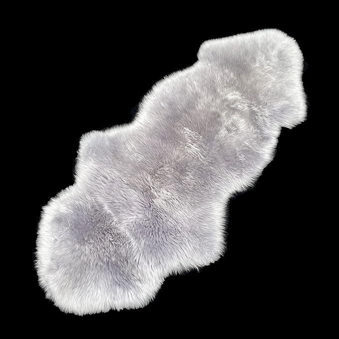 WL&ALLEN Large Sheepskin Rug Genuine Thick and Lush 3 Inch Pile，Luxury Australian Pelts |Large Sheepskin Wool Area Rugs (Single & a Half Pelt 2'6" x 5',Grey)