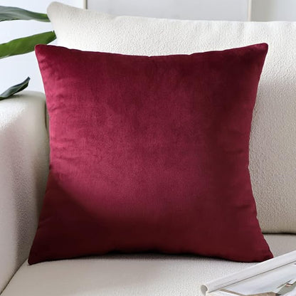 Artscope Luxury Velvet Pillow Covers Super Soft Decorative Square Throw Pillow Covers Case Cushion Covers for Sofa Couch Bedroom Car Decor 20x20 Inch Wine Red