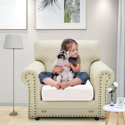 MAXIJIN Velvet Stretch Cushion Cover Fitted Couch Cushion Slipcovers 1 Pack Arm Chair Seat Individual Cushions Sofa Chair with Elastic Bottom (1 Piece Seat Cover, White)
