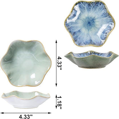 2Pcs Ceramic Jewelry Dish - Lotus Leaf Shape, for Ring Holder Necklace Small Key, Suitable for Mother Friend Sister, Gifts for Women, Cute Plate Trinket Tray, Home Decor (Green & Light Blue)