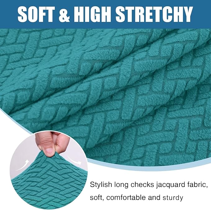 Smiry Waterproof Couch Cushion Covers, Stretch Jacquard Thick Sofa Cushion Covers, Washable Seat Slipcover Elastic Furniture Protector for Pets, Kid (Back Cover M, Peacock Green)