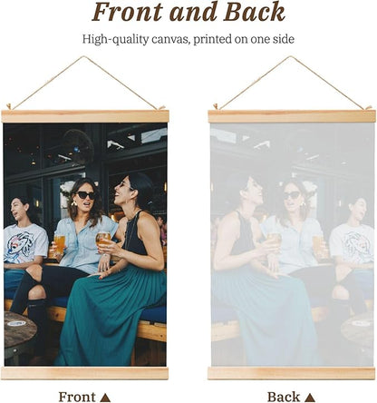 Custom Hanging Poster Personalized Wall Scroll Poster Fabric Canvas with Picture Logo Photo Wall Art Decor for Living Room Bedroom Office (Wood)