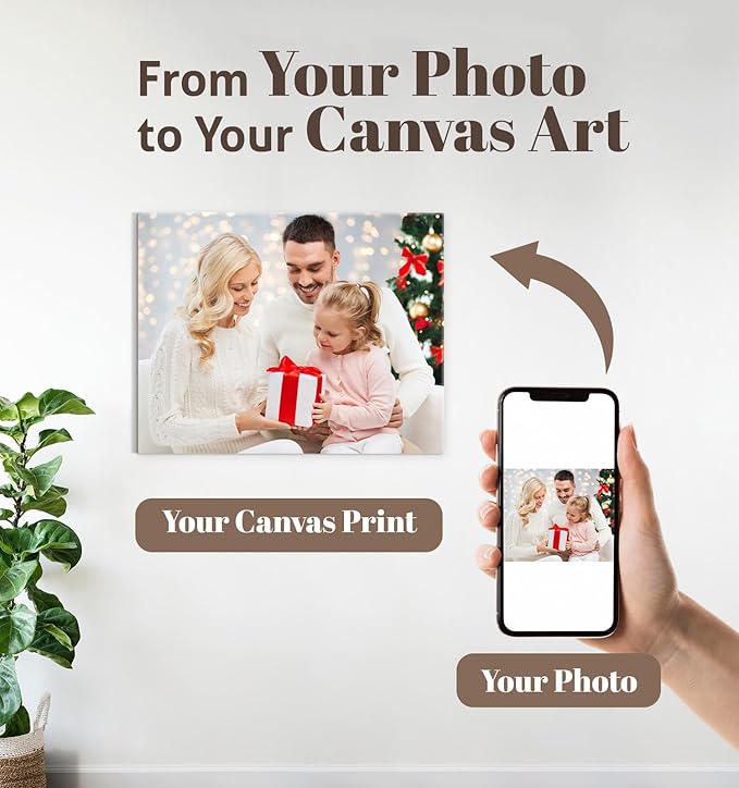 TreeDeal Custom Canvas Prints with Your Photos, Framed 14” x 11” Personalized Pictures Print, Customized Photo to Canvas Wall Art Ideal for Home Decor Gift Wrapping Pets Family Baby Wedding
