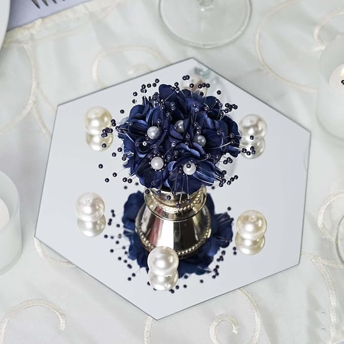 Efavormart 8" Hexagon Glass Mirror Wedding Party Table Decorations Centerpieces - 6 PCS