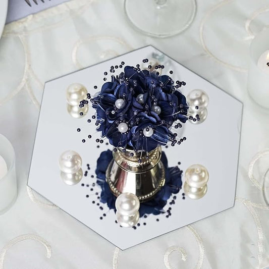 Efavormart 8" Hexagon Glass Mirror Wedding Party Table Decorations Centerpieces - 6 PCS