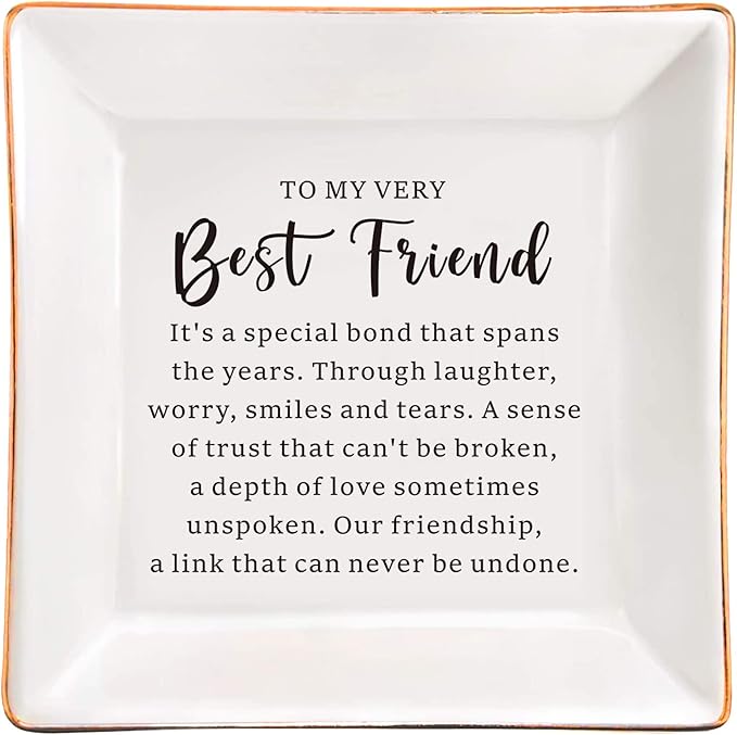 SUNBMO Very Best Friend Jewelry Dish, Friendship Gift for Women, BFF Bestie Gift, Birthday &