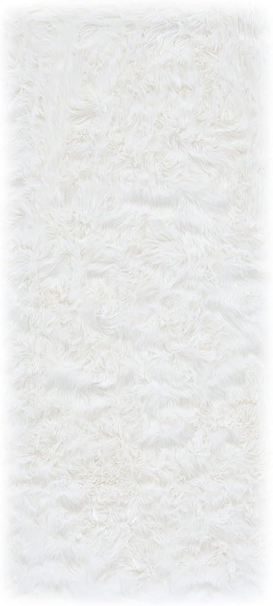 SAFAVIEH Faux Sheep Skin Collection Runner Rug - 2' x 6', Ivory, Silken Glam Design, Non-Shedding & Easy Care, 2.35-inch Thick Ideal for High Traffic Areas in Living Room, Bedroom (FSS235A)