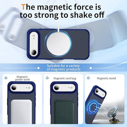 Mag-Stand Carbon Fiber Case for iPhone 17 Air, 360° Rotate Magnetic Stand, Compatible with MagSafe, 15FT Military Protection, Slim Shockproof Magnetic Kickstand Mag Phone Case for Men Women