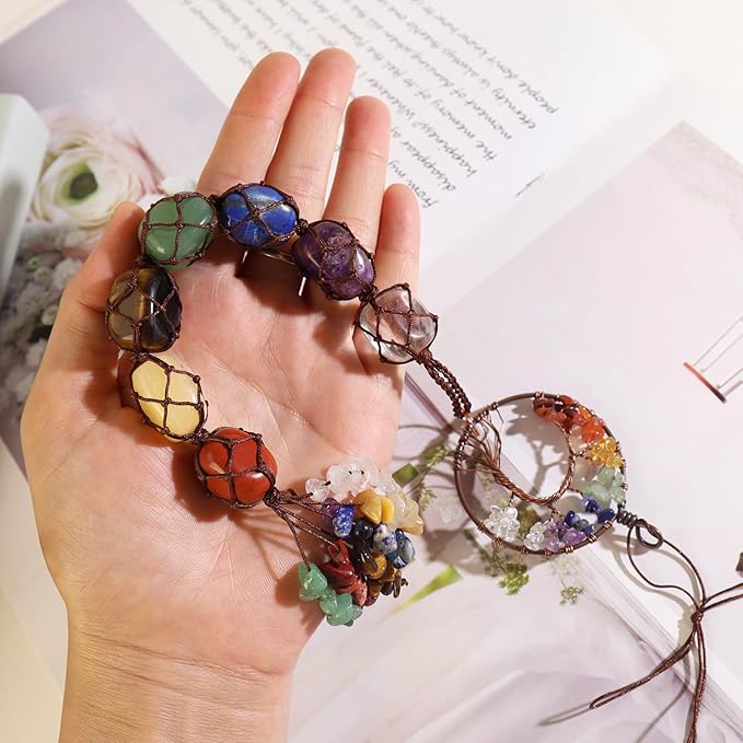 Anjiucc Handmade Crystal Window Car Hanging Ornaments 7 Chakra Home Ornament Yoga Meditation Decoration