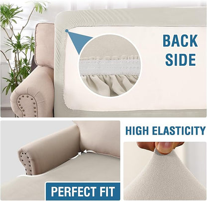 H.VERSAILTEX Super Stretch Individual Chaise Cover Sectional Couch Covers for L Shaped Sofa Both Left/Right Featuring Thick Soft Fleece Fabric (Chaise Cover, Pale Oak)