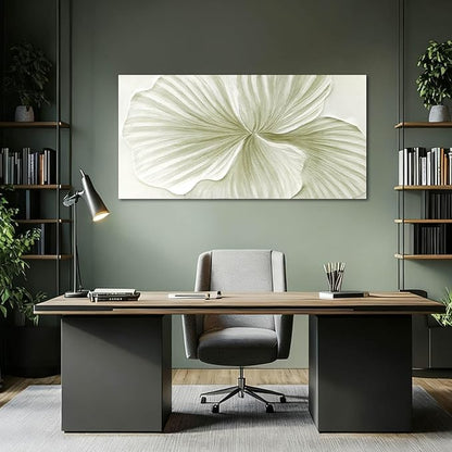 MLART99 Large Green Flower Wall Art Plant Ginkgo Canvas Hand-drawn Painting Modern 29x58 Abstract Botanical Artwork Minimalist Decoration for Living Room Bedroom Office