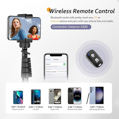 Aureday 62" Phone Tripod Accessory Kits, Camera & Cell Phone Tripod Stand with Wireless Remote and Universal Tripod Head Mount, Perfect for Selfies/Video Recording/Vlogging/Live Streaming