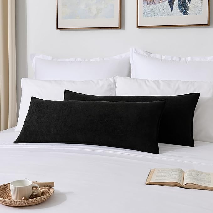 Kevin Textile 14x36 Inch Long Lumbar Cover 1 Pack Soft Boucle Textured Decorative Waterproof Rectangle Cushion Elegant Accent Pillows for Couch Sofa Chair Bed Home Decor Indoor Outdoor Black