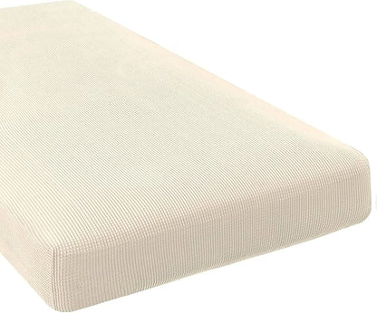 H.VERSAILTEX Super Stretch Individual Chaise Cover Sectional Couch Covers for L Shaped Sofa Both Left/Right Featuring Thick Jacquard Textured Twill Fabric (1 Piece Chaise Cover Large, Cream)