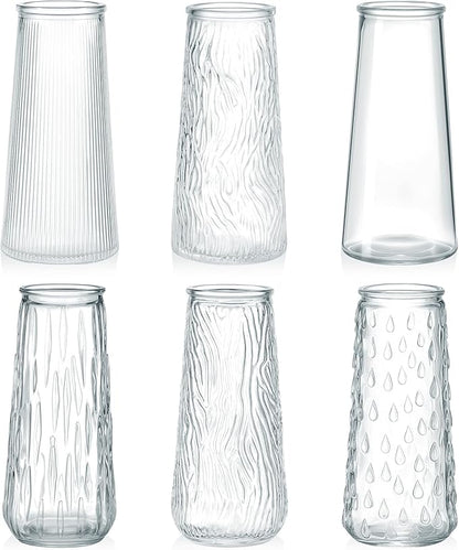 6 Pcs 6 Inch Clear Glass Flower Vases for Centerpieces Wedding Party Table Centerpiece Home Decor Small Bud Vases for Flowers Rose Tulip Stems Housewarming Gift