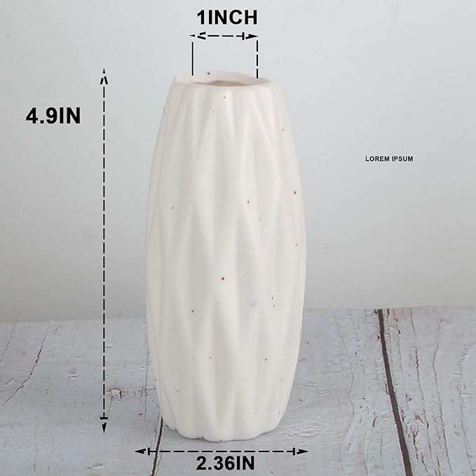 Set of 4 Small White Ceramic Vases Table Flower Vase Modern Decorative Vases for Pampas Grass, Small Vase for Home Living Room Dining Table Farmhouse Office Decor-4.9inch High