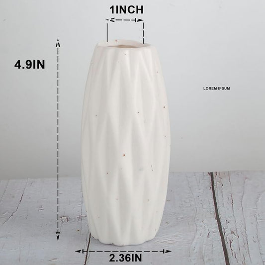 Set of 4 Small White Ceramic Vases Table Flower Vase Modern Decorative Vases for Pampas Grass, Small Vase for Home Living Room Dining Table Farmhouse Office Decor-4.9inch High