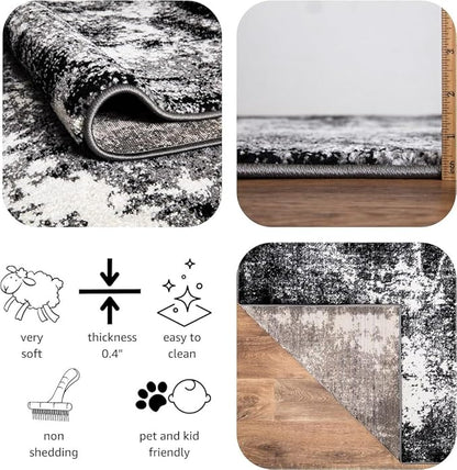 Keen Home Design Area Rugs - 4x6 Non-Shedding, Abstract Rugs for Kitchen, Living Room, Bedroom, Dining Room, Entryway - Size: 4' x 6', Abstract Black