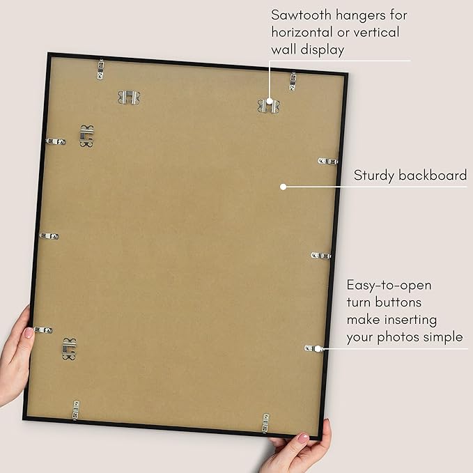 Americanflat 24x28 Picture Frame with Polished Plexiglass - Use as 20x24 Frame with Mat or Display 24x28 Photo Without Mat - Streamline Collection - Thin Border Picture Frames for Wall - Black