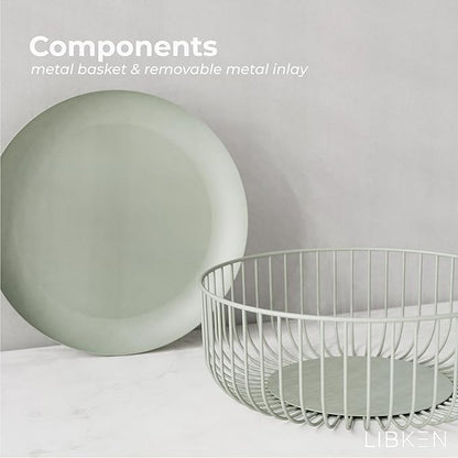 Wire Fruit Bowls-Stylish Metal Wire Fruit Basket for Kitchens-Decorative Fruit and Veg Storage Holder-Ideal Kitchen Accessories for Modern Decor-Light Green, 1 Unit, H4xL11xW11in - Heavy weight