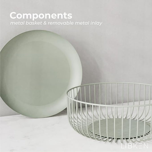 Wire Fruit Bowls-Stylish Metal Wire Fruit Basket for Kitchens-Decorative Fruit and Veg Storage Holder-Ideal Kitchen Accessories for Modern Decor-Light Green, 1 Unit, H4xL11xW11in - Heavy weight