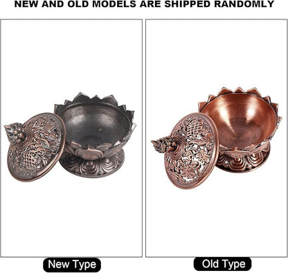 Lotus Incense Holder Lotus Flower Shaped 9 Holes Mini Vintage Incense Cover for Stick and Cone Incense ((Red Bronze))