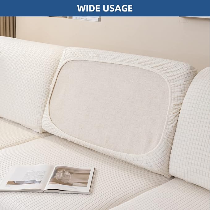 Eismodra Backrest Covers for 3 Cushion Couch Sofa Magic Stretch Sofa Slipcover for Dogs Pet L Shape 2 Seat Replacement Furniture Protector,Cream White Width 20-28 inches(Only 1 Piece)
