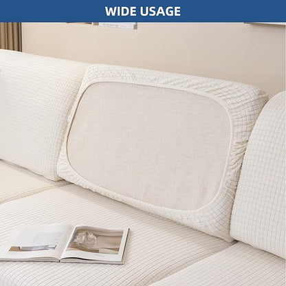 Eismodra Backrest Covers for 3 Cushion Couch Sofa Magic Stretch Sofa Slipcover for Dogs Pet L Shape 2 Seat Replacement Furniture Protector,Cream White Width 20-28 inches(Only 1 Piece)