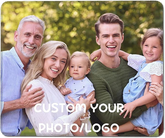 Custom Mouse Pad, Personalized Mouse Pad with Your Photo Text Logo, Customized Non-Slip Mousepad for Home Office and Computer Gaming Desk
