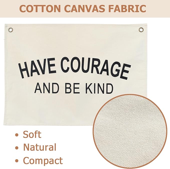 Canvas Banner Hanging Flag Banner for Nursery and Playroom Wall Décor for Kids Trendy Room Décor for Boys and Girls (Courage)