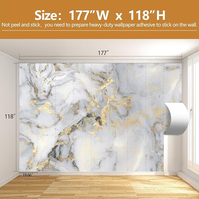 Abstract Marble Wallpaper Gold Art Textured Wall Mural Office Living Room（Not Peel and Stick）