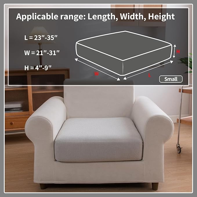 Sectional Couch Covers, Wear Resistant Stretch Sofa Covers Washable Soft Couch Cushion Covers Anti Slip Furniture Protector Sofa Slipcovers for Pets (1 Piece Chair Cover, Light Gray)