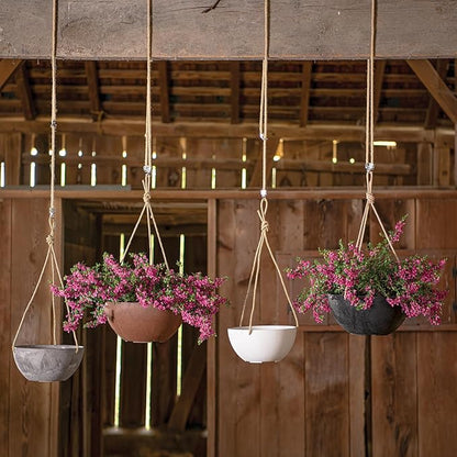 Root & Vessel Self Watering Hanging Planter for Indoor or Outdoor Plants, Unique Marbled Hanging Basket Made of Eco-Friendly Blend of Stone & Plastic, Rust, 12"