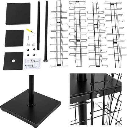 36 Pockets-360°Rotating Magazine Rack Holder Floor Comic Book Brochure Display Stand Flyer Storage Pamphlet Catalog Literature Organizer for Retail Store, Malls, Office, Trade Show Exhibition