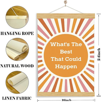 YGSDZY Inspirational Canvas Posters, What's the Best that could Happen Poster, Aesthetic Wall Hanger for Home Office, Wood Canvas Poster Hanging, Wall Decor Art, Positive Quote Posters, 11.8 * 15.7