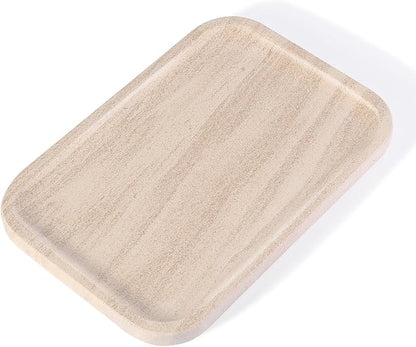 Marble Vanity Tray, Bathroom Tray Countertop, Decorative Dresser Organizer, Perfume, Jewelry Holder, Beige Stone Serving for Kitchen Sink Storage(MOCA Cream)