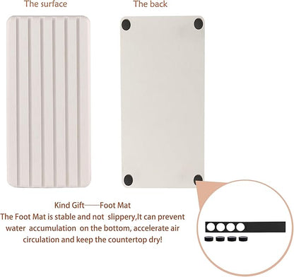 2 PCS Water Absorbent Diatomite Coasters Rectangle, Grooved Design, Water Absorbing Stone Used for Hand Soaps & Plants & toiletries in The Modern Home