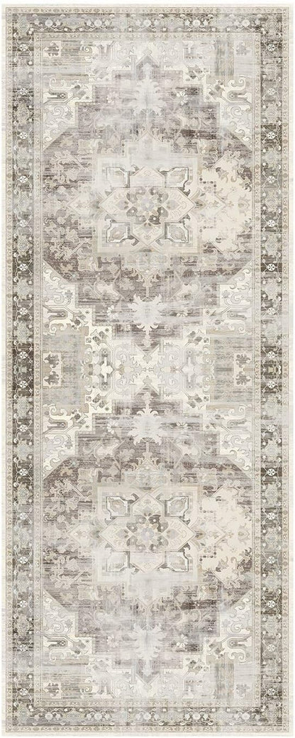 2x5 Hallway Runner Rug, Non Slip Boho Runner Rugs for Hallway, Kitchen, Entrance, Bathroom, Laundry Room, Soft Ultra-Thin Entryway Carpet, Throw Low Pile Retro Imitation Wool Carpet, Brown
