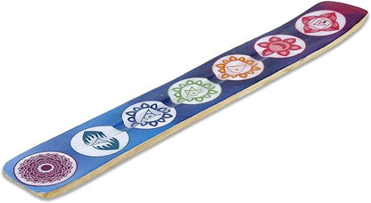 Bless-International Traditional-Handmade-Burner Wooden-Incense-Stick-Holder Ash-Catcher-Stand for-Aromatherapy-Meditation-Yoga (Seven Chakkra) 10 Inches, Pack of 2