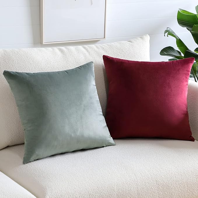 Artscope Luxury Velvet Pillow Covers Super Soft Decorative Square Throw Pillow Covers Case Cushion Covers for Sofa Couch Bedroom Car Decor 26x26 Inch Wine Red